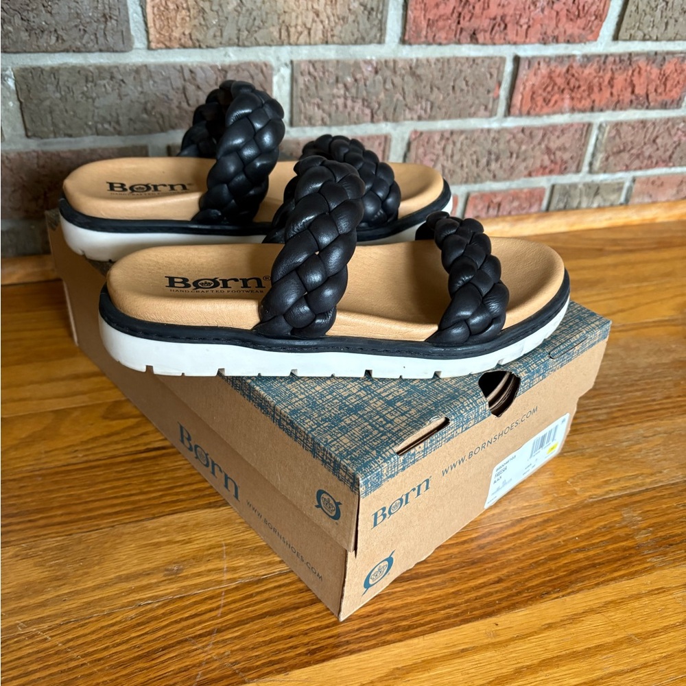 Born Black Braided Slide Sandals